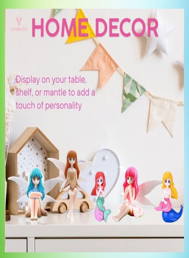 VAYINATO® (Pack of 4 (2-Mermaid & 2- Fairy Mermaid) Miniature Cute Resin Toys for Aquarium Fish Tank Decoration, Desk, Terrarium, Cake and Indoor DIY Decorations - Image 4